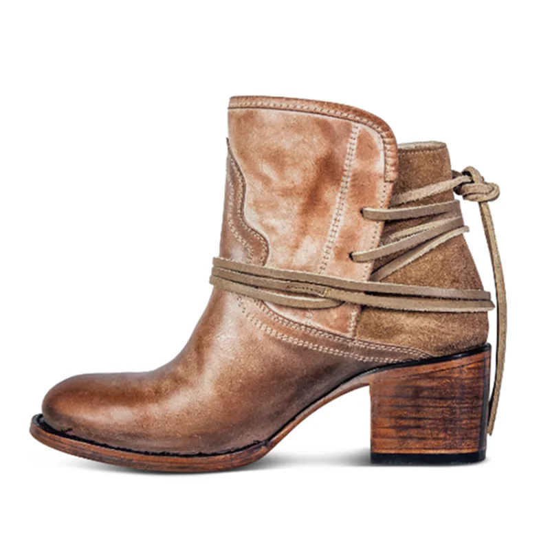 Зимние женские ботильоны из искусственной кожи на высоком каблуке со шнуровкой и
