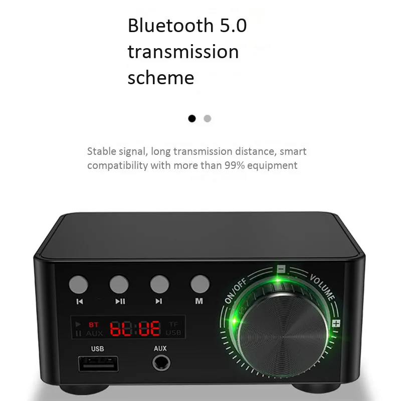 

HIFI Bluetooth 5.0 Digital Power Audio Amplifier Board 50WX2 Stereo AMP Amplificador Home Theater USB TF Card Player