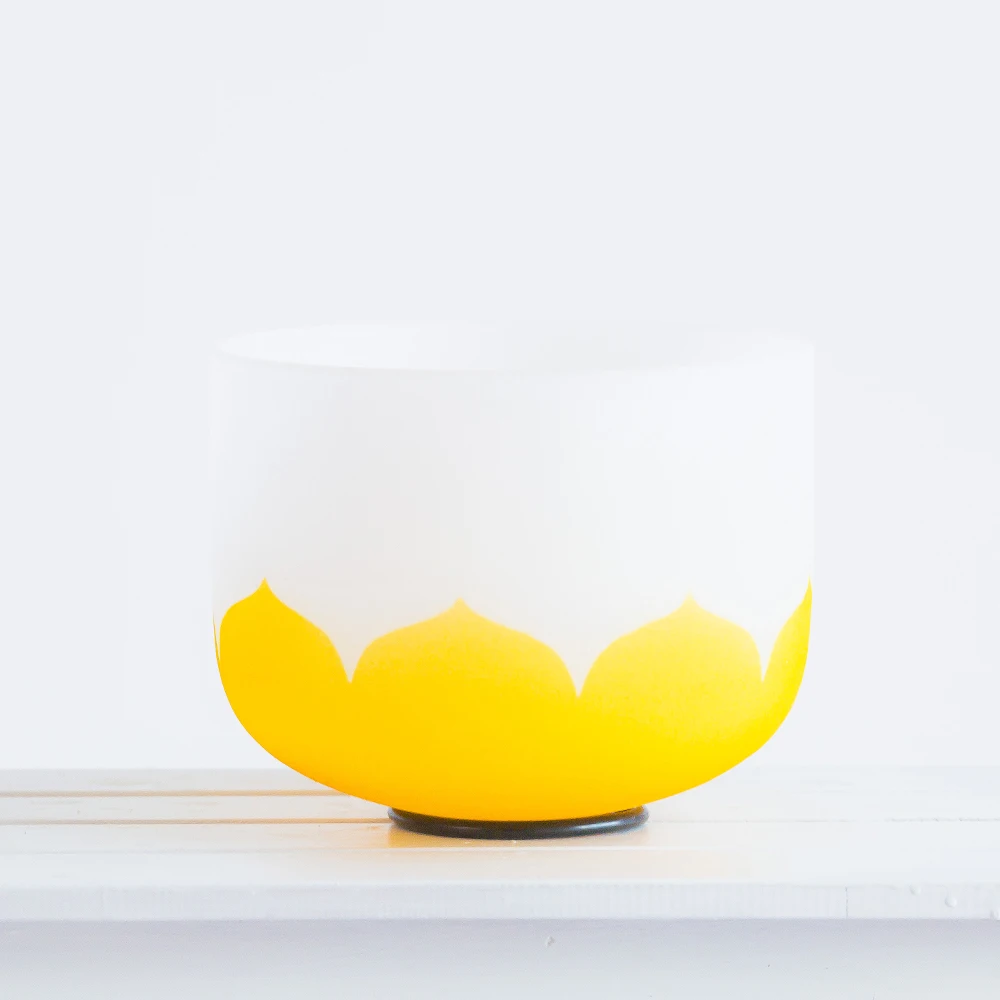8Inch Perfect Pitch E Note Solar Plexus Chakra Yellow Lotus Frosted Quartz Crystal Singing Bowl Mallet and o-ring included | Спорт и