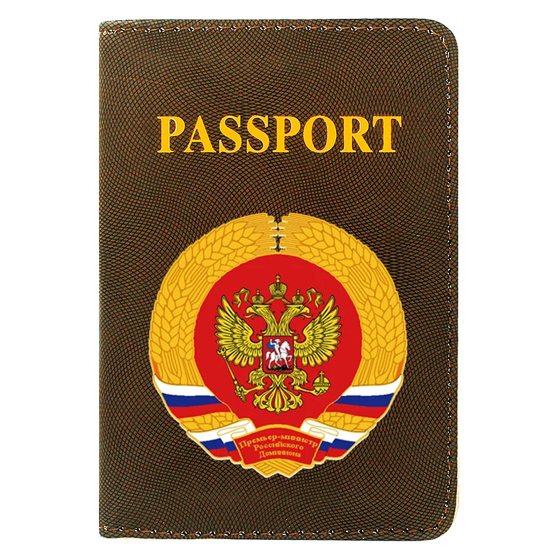 

Classic Russia National Emblem Printing Women Men Passport Cover Pu Leather Travel ID Credit Card Holder Pocket Wallet Bags