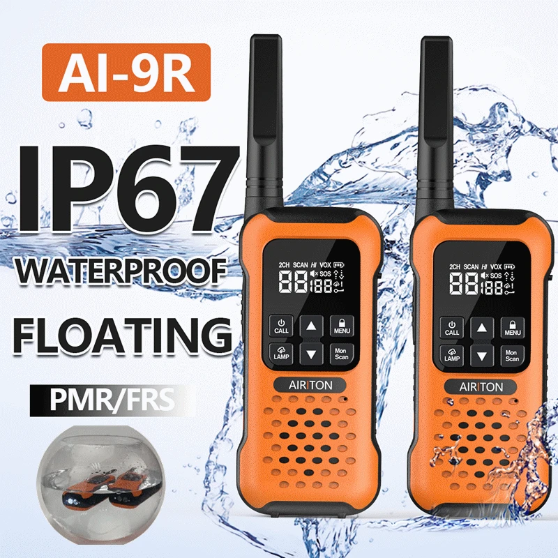 

Airiton AI-9R приемопередатчик IP67 водонепроницаемая рация PMR/FRS 2-сторонняя рация NOAA Погодная мощная рация для Baofeng UV-9R Plus