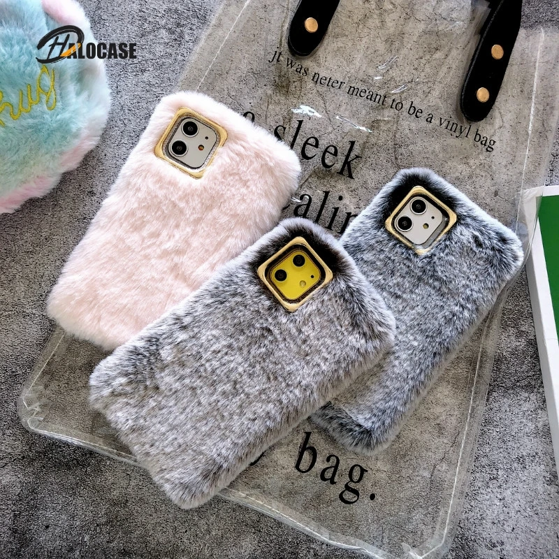 Модный женский чехол для iPhone XS Max XR X 11 Pro подарочный из тпу пушистый теплый 6 6S 7 8 Plus