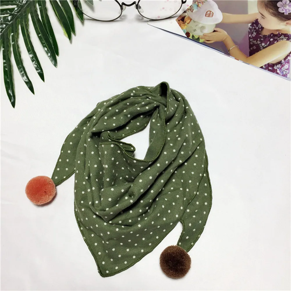 Яркий треугольный детский хлопковый шарф в горошек | Детская одежда и обувь