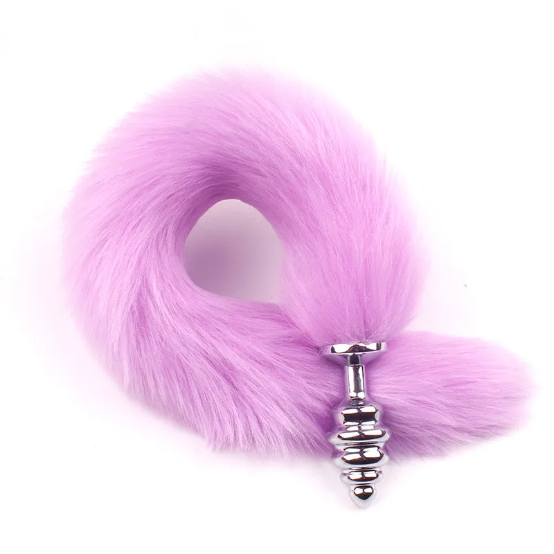 Thread Purple Аниме Соблазнительные костюмы для косплея Анальная пробка хвост из нержавеющей стали Анальная пробка с хвостом лисы интимные товары для маскировки женщин - Цвет: Thread Purple