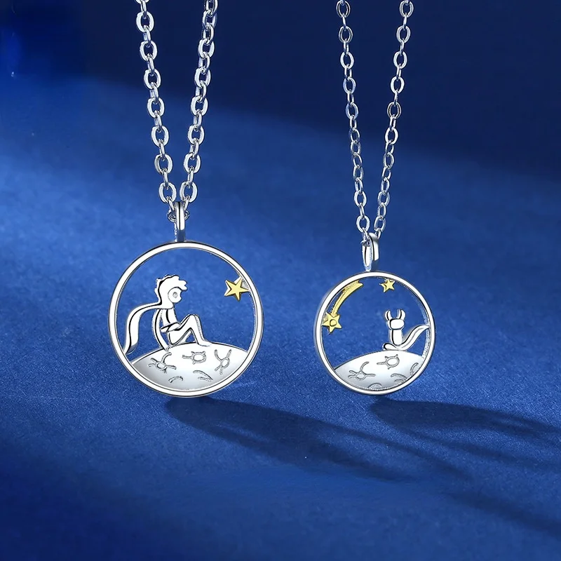 

Original Design Prince and Fox S925 Sterling Silver Couple Necklace A Pair of Personality Niche Designs for Men and Women