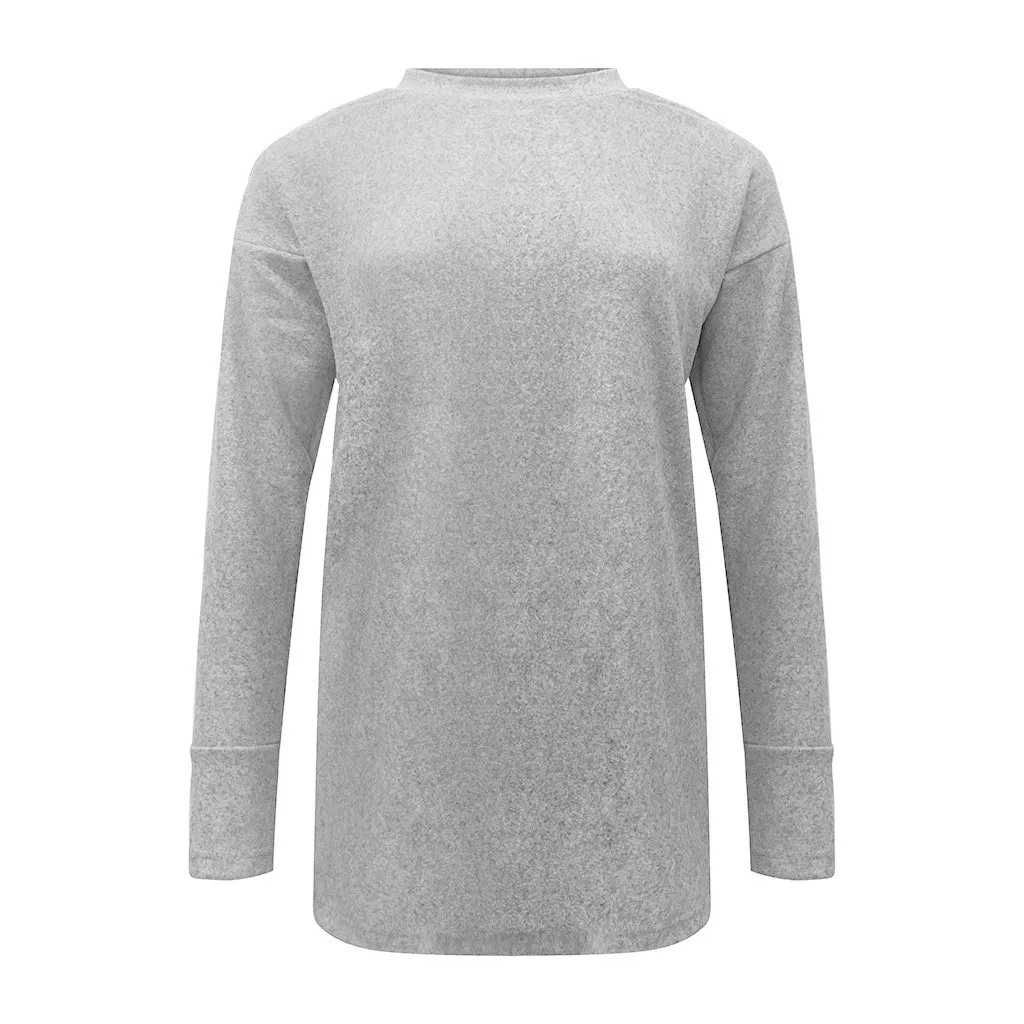 Женская футболка с длинным рукавом и высоким воротником однотонная Повседневная