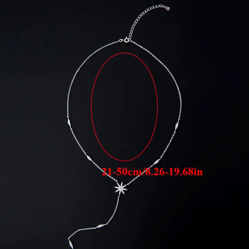 

Women 925 Sterling Silver Clavicle Chain Choker Necklace Collar Cubic Zirconia Sweater Chain Fine Jewelry Wedding Party Gift