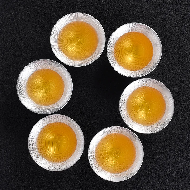 75ml Tea Cup Ceramic Bowl Vintage 999 Silver Porcelain Teacup Small Puer Bowls Teaware Drinkware Container Decoration | Дом и сад