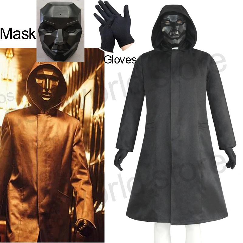 

Костюм босса из игры «кальмар», костюм для косплея, униформа злодея фронтальной команды, костюм с маской для ролевых игр Hwang Jun-ho для старшего...