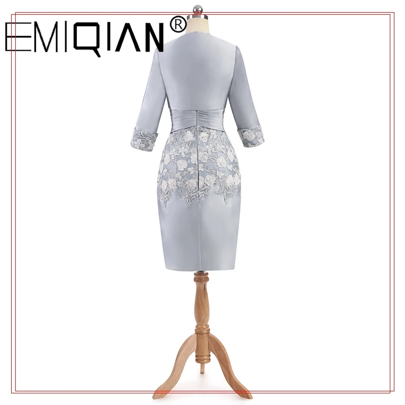 Платье-футляр для матери невесты с рукавом 3/4 до колена элегантное кружевное