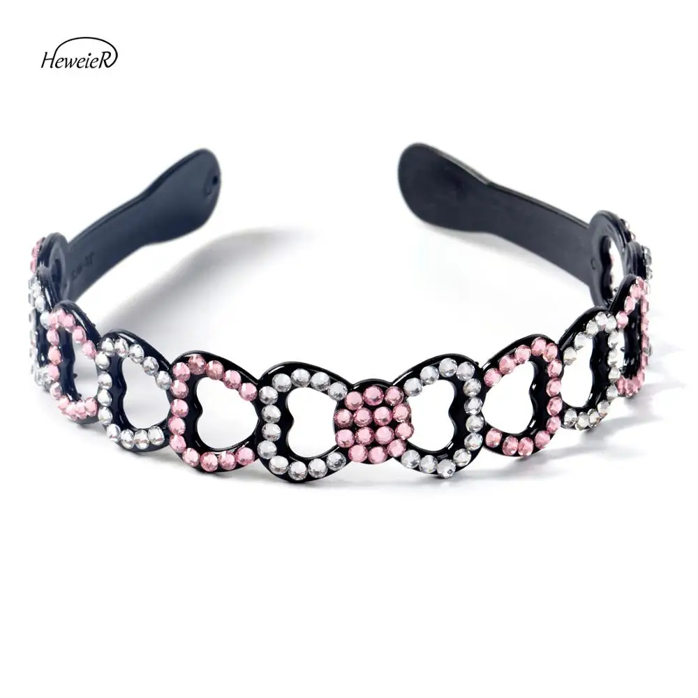

New Fashion Plastic Rhinestones Crystal Headband Hollow Bowknot Hair Band Clip