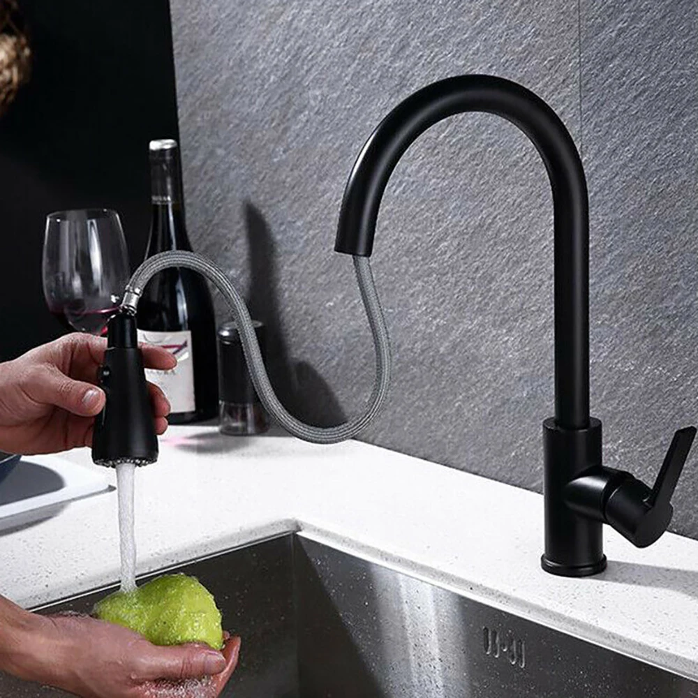 

Kitchen stainless steel telescopic faucet shower nozzle pull-out sink faucet
