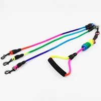 dogs leash nylon detachable pet lead foam handle 1 leash for 2 or 3 dogs round dog traction rope rainbow double leashes multi
