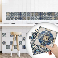 15x15cm new retro self adhesive wall stickers blue peel and stick tile wallpaper home decor for kitchen bathroom floor stickers