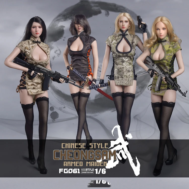 1/6 масштаб FG061 сексуальная женская одежда китайский стиль cheongsam платье с чулками