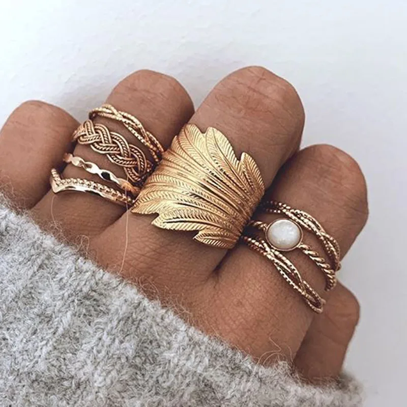 Meetvii Новые 8 шт./компл. классические кольца простые винтажные листья