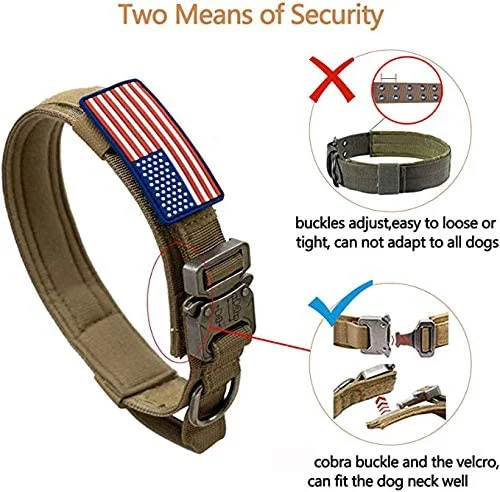 Тактический собачий ошейник с американским флагом США военный толстый ручкой
