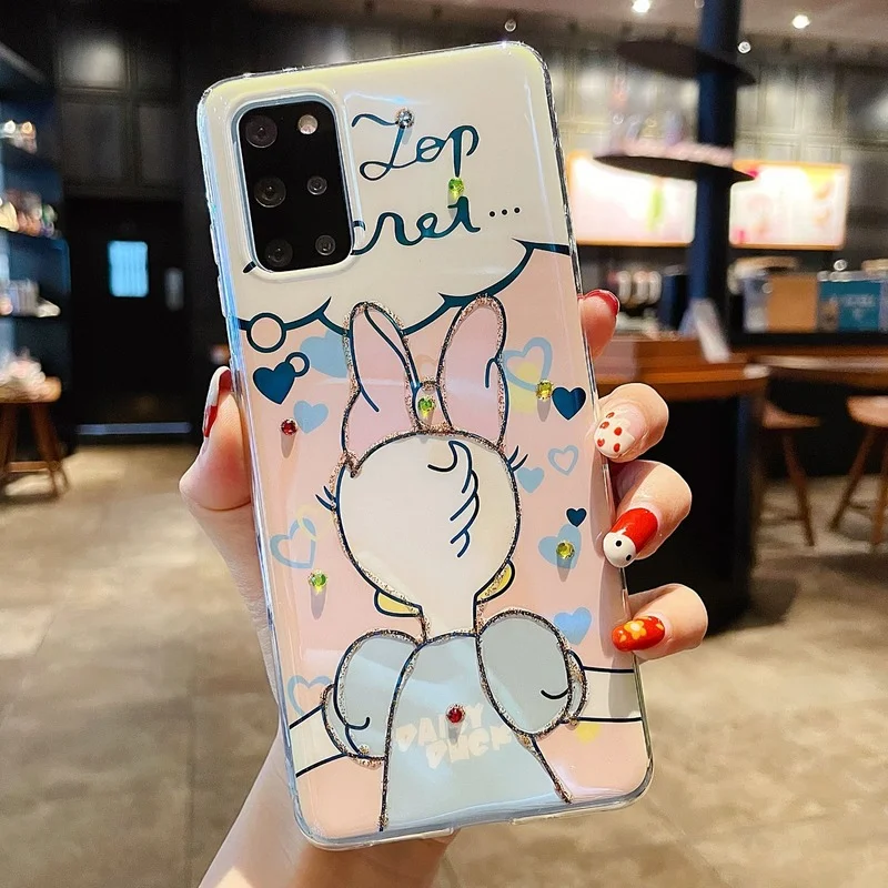 Disney cartoon Minnie Blue Ray Phone Case For Samsung Galaxy S20 S21Ulta Note20 plus S20Fe S10 point drill soft cover | Мобильные