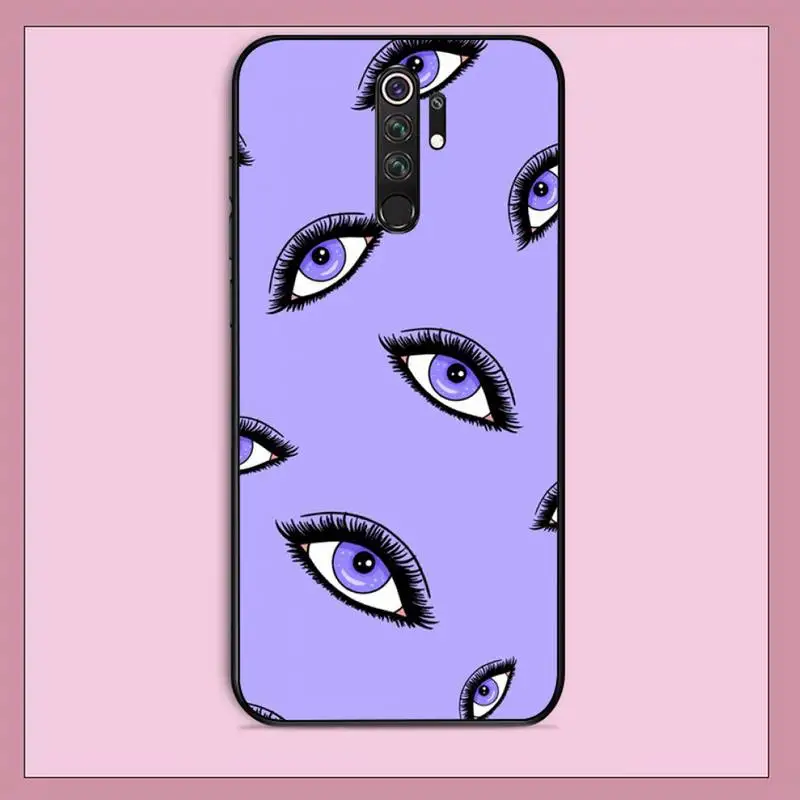 TOPLBPCS глаза ресницы эстетическое чёрный чехол для телефона Корпус RedMi note 9 4 5 6 7 5a 8