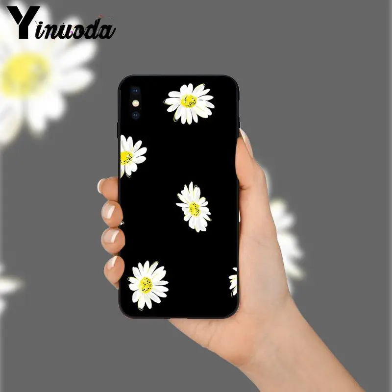 Yinuoda daisy черный ТПУ Мягкий силиконовый чехол для телефона Apple iPhone 8 7 6 6S Plus X XS MAX 5 5S SE