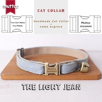 muttco retailing handmade engraved metal buckle cat collar the light jean design cat collar 2 sizes ucc034t