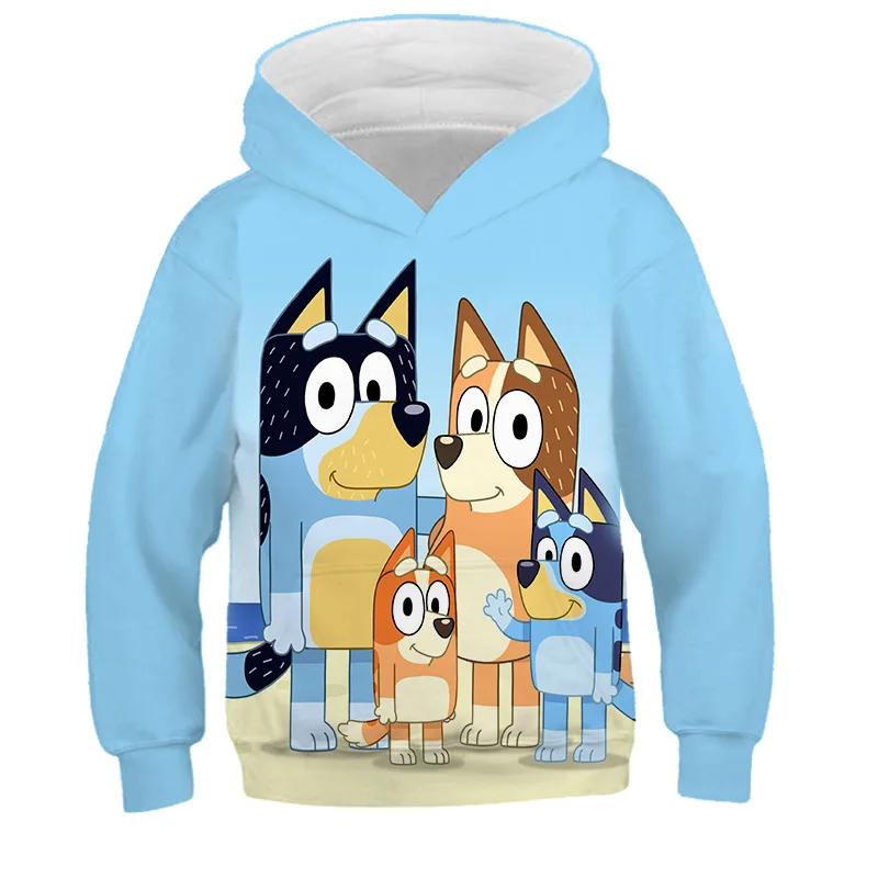 

Summer Bluey Family Hoodie For Children Gift Setstshirts Baby Boys Children's Clothing Polyester Bingo Bluey Print Carton Kid