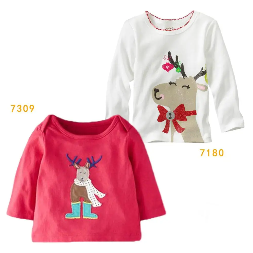 

Чудо-сад для детей с рождественским оленем, одежда для девочек хлопковая Футболка с принтом для маленьких девочек, Рождественская одежда с ...