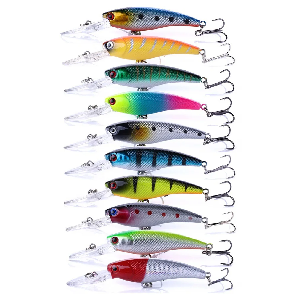 

100pcs 9cm 8g Fishing Lure Minnow Lure 3D Eyes Plastic Hard Bait Pesca Artificial Jig Wobblers Crankbait Fishing Bait