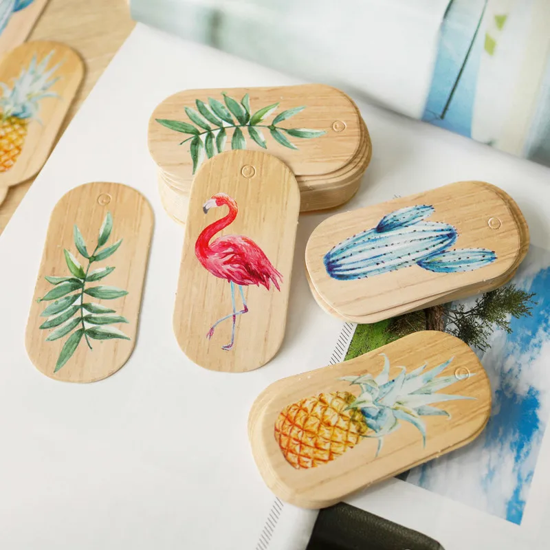 50 шт. милые Фламинго мультфильм подарочные бирки ананас кактус бумажные карточки