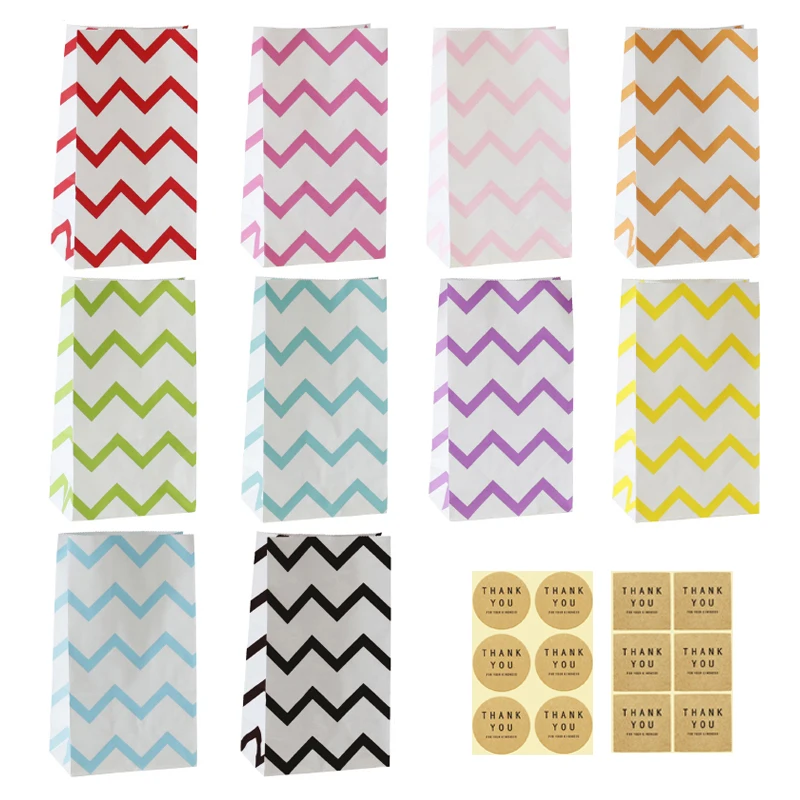 10 комплектов из крафт-бумаги Бумага сумки зигзаг в горошек свободная полосатая