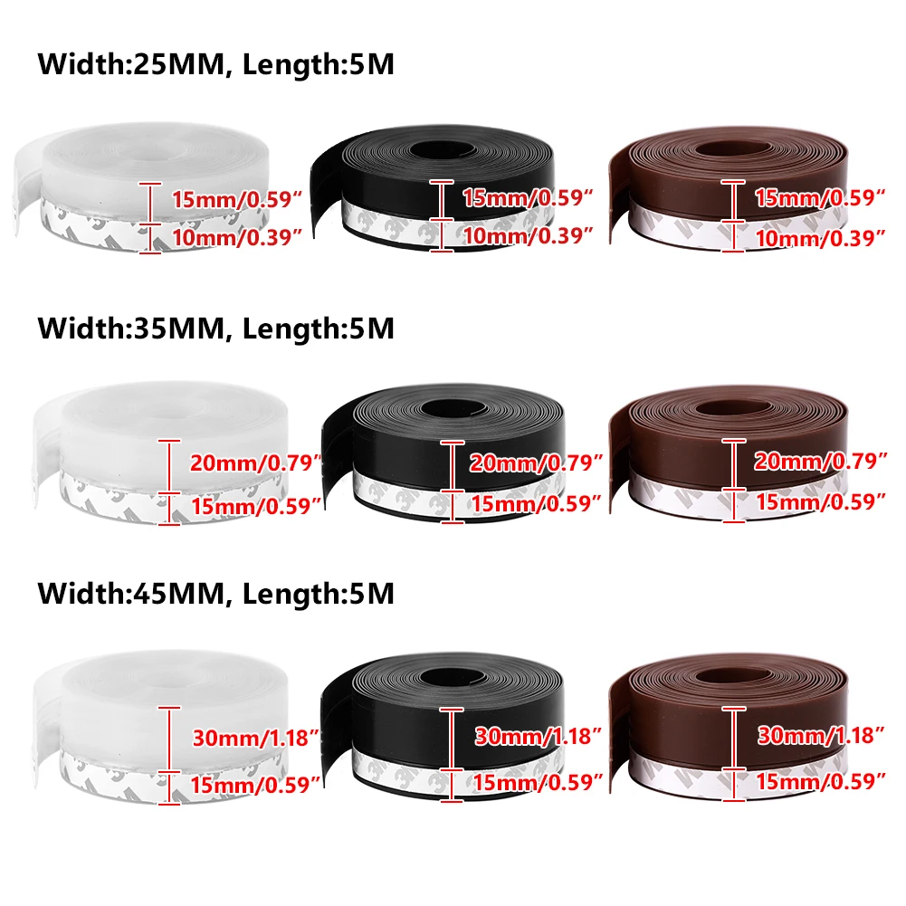 1M/5M Length Self Adhesive Wall Wind-proof Seal Strip Tape Weather Door 3 Color Window Rubber Sealing Stopper Windshield | Обустройство
