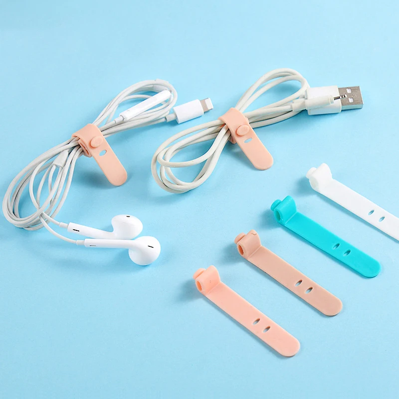 

4PCS Silicone Cable Strap Clips Wire Organizer Data Cable Reusable Cable Tie 2 Holes Beam Line Cord Winder Holder Keeper Manager