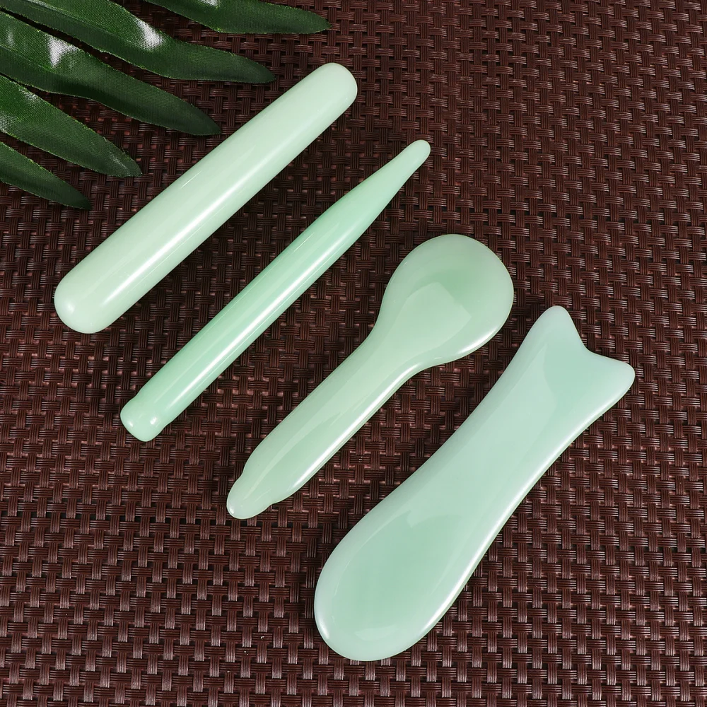 

4pcs Jade Scraping Rod Simple Helpful Massager Scraping Rod for Face Back Eye Body