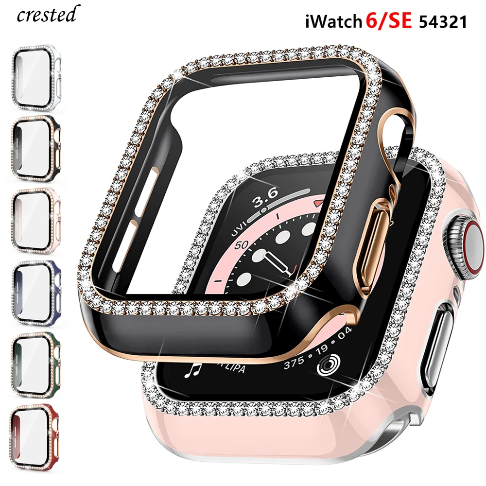 Шикарное стекло + крышка для Apple Watch чехол 40 мм 44 42 38 iWatch Φ защита экрана watch серии 3 4