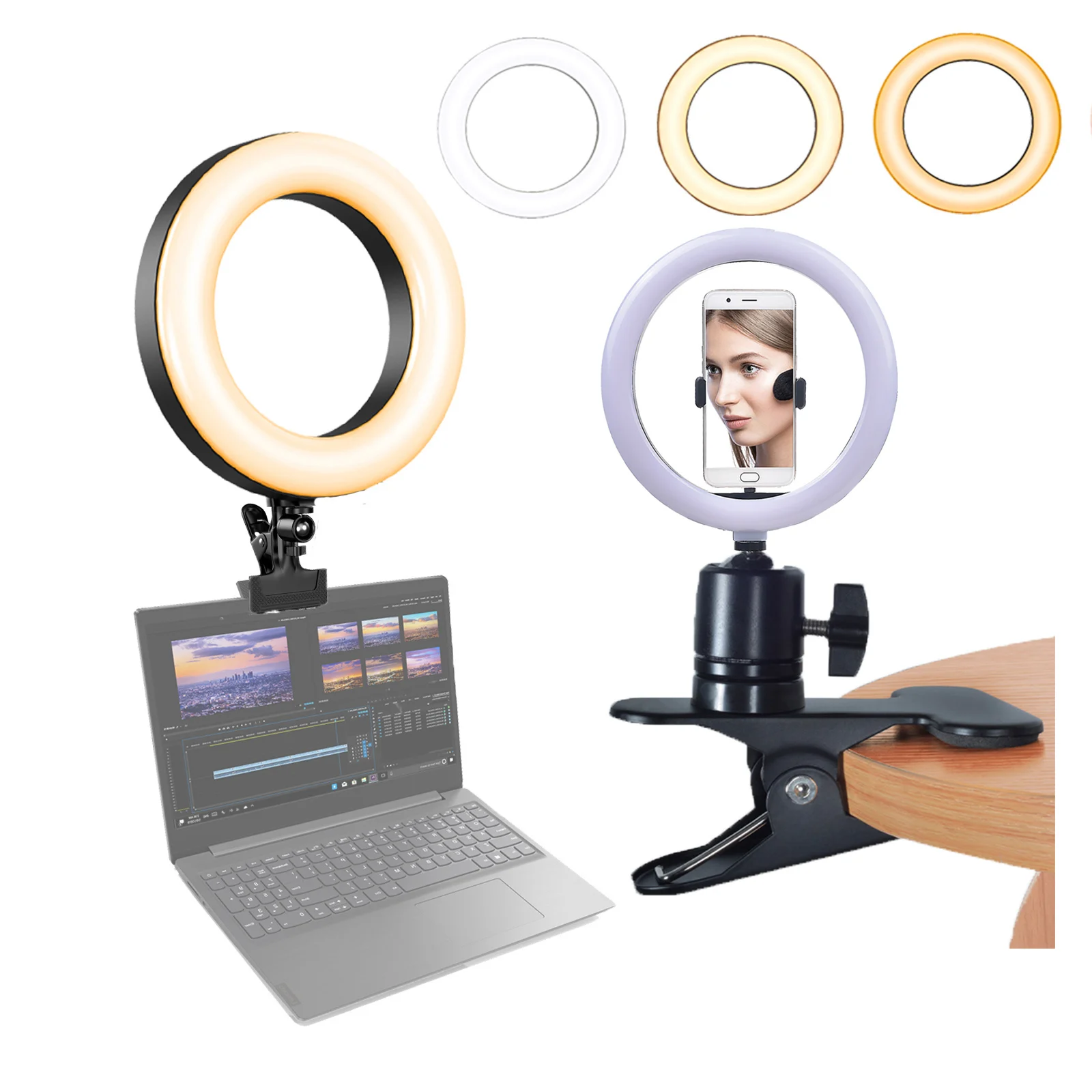 

Fusitu 6/8/10 inch Ring light Led Video Conference Lighting Clip Lamp Ring For Webcam Light Live Stream Monitor Clip On Laptop
