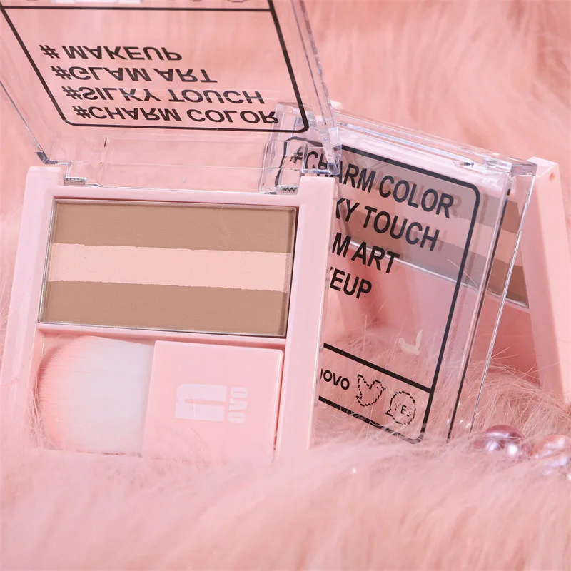 Красота глазурованная 3 цвета бронзовая палитра хайлайтер мерцающие тени для век