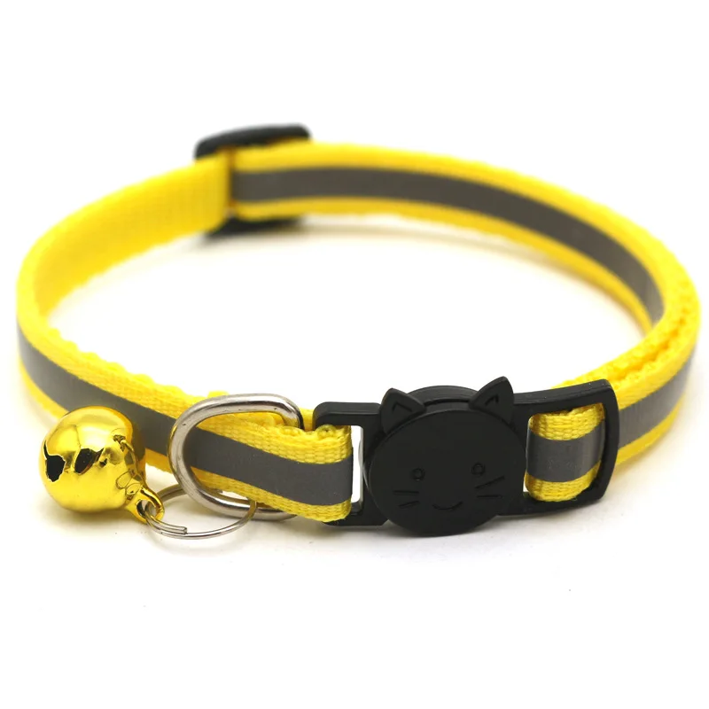 

Cats Bells Collars Adjustable Nylon Buckles Fashion Reflective Pet Collar Cat Head Pattern Supplies For Accessories cat leash