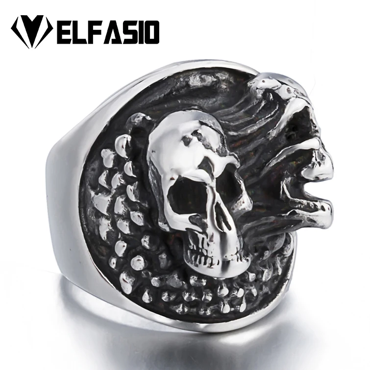 Оригинальное кольцо с черепом в готическом стиле панк на заказ Мужские Винтажные