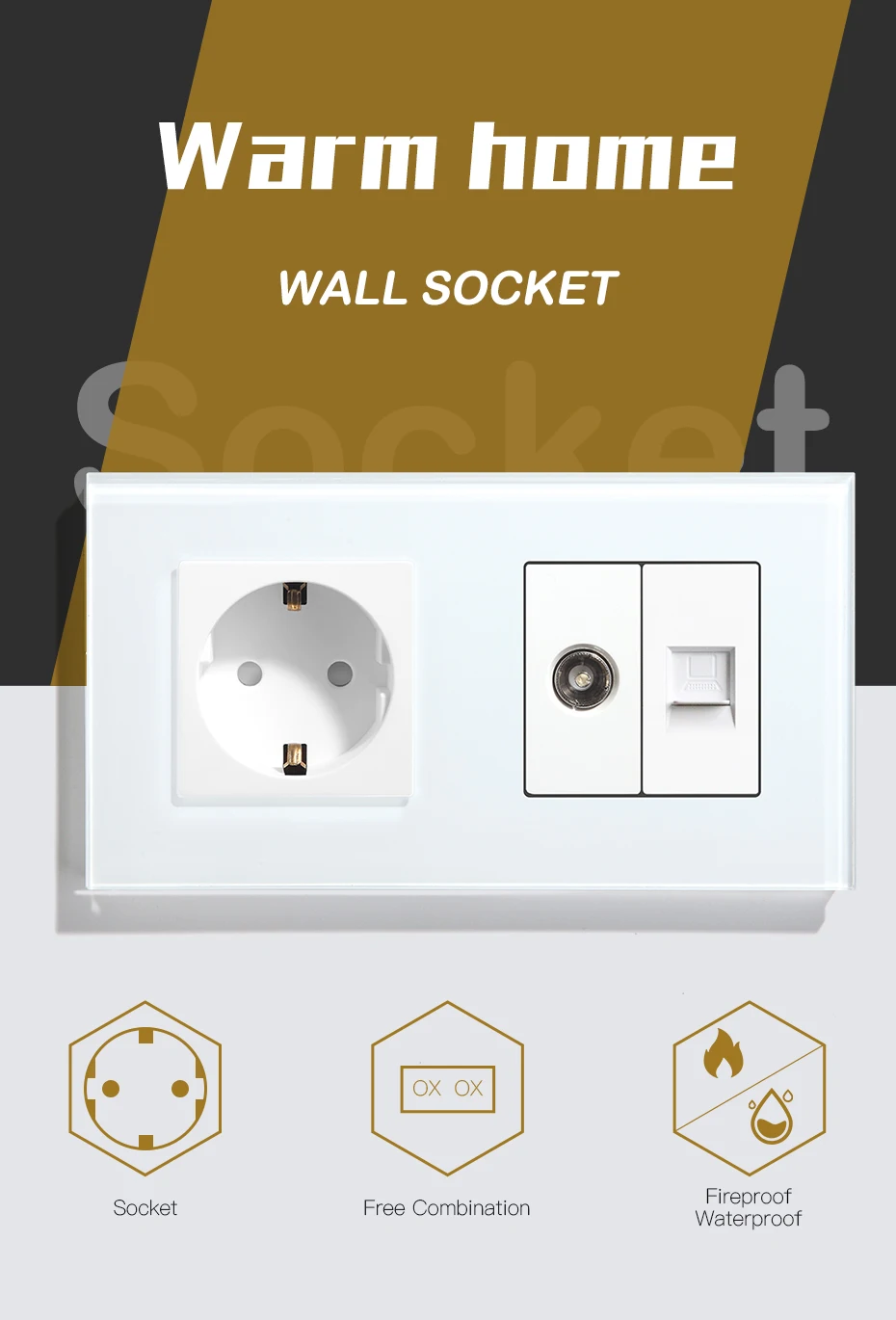 vidro cristalino, branco, preto, dourado, padrão europeu