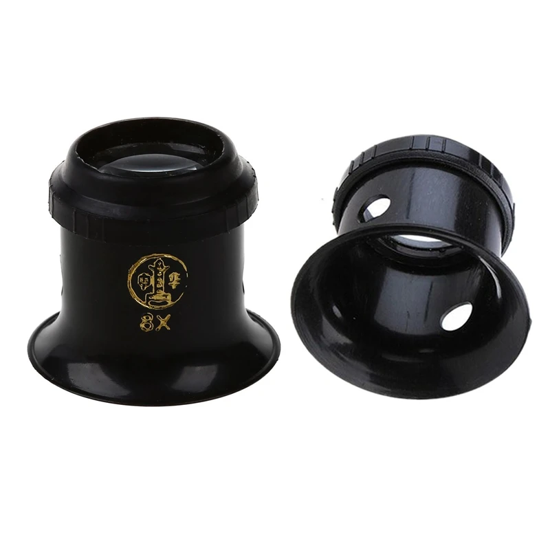 

2 Pcs Watchmaker's Loupe Magnifying Glass Eye Loupe Jewelry Magnifier Jeweler Eyepiece 8X & 5X