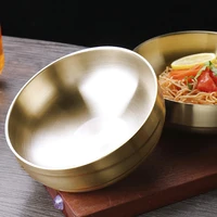 korean golden cold noodle bowl double stainless steel bibimbap bowl ramen instant noodle bowl salad bowl mixing bowl new