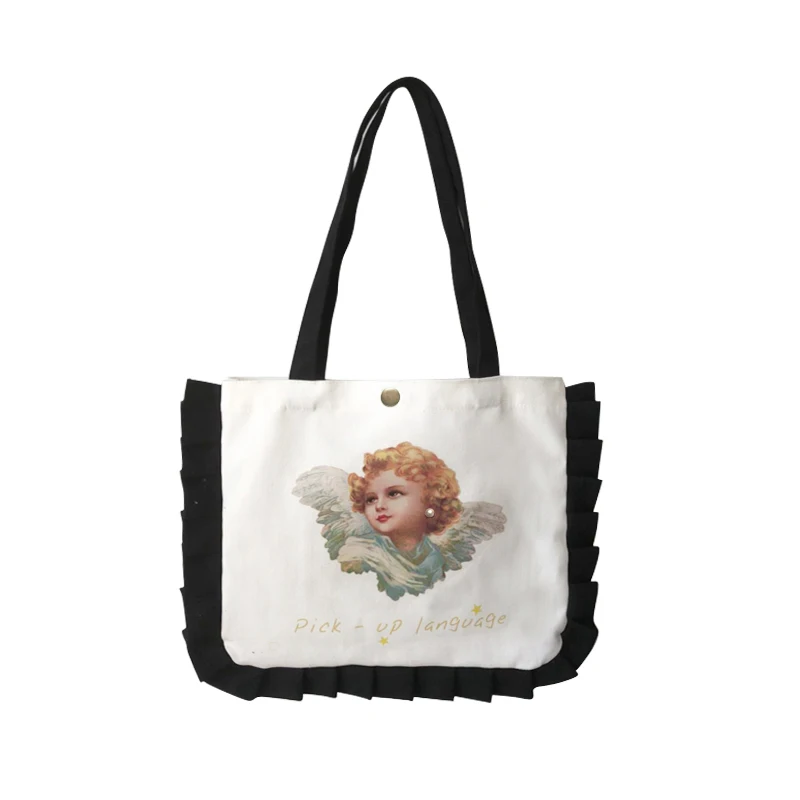 

The new large-capacity literary handbag cute bag one-shoulder canvas bag Japanese department college wind lady bag