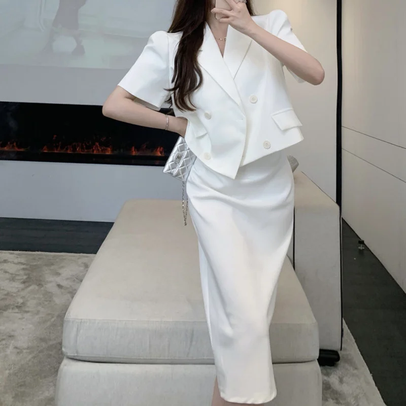 Новинка 2021 женский элегантный комплект из двух предметов короткий жакет и