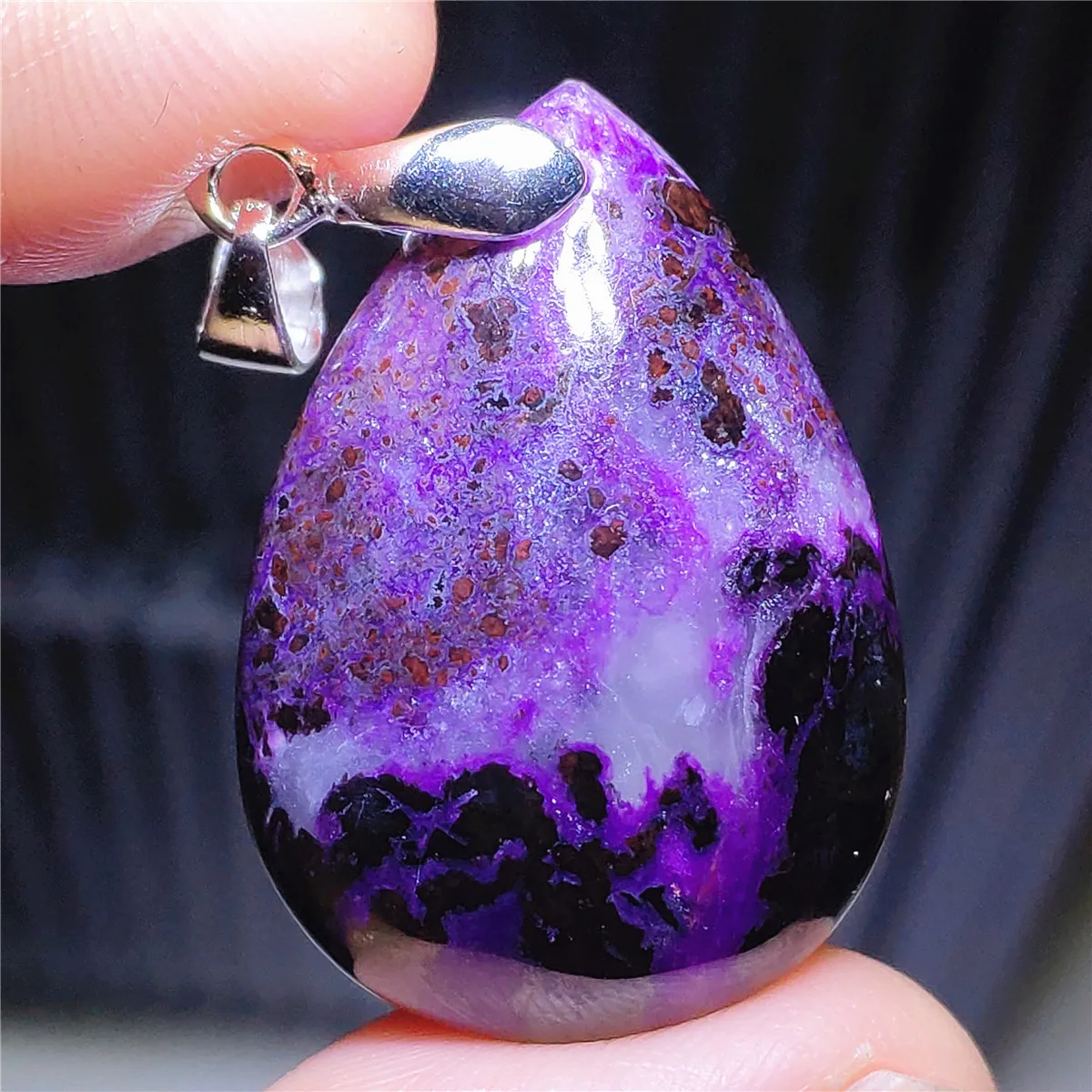 

Genuine Natural Purple Sugilite Pendant Water Drop 30x21x9mm From South Africa For Women Men Reiki Stone Fashion Necklace AAAAA