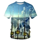 Летняя Новинка 2021, футболка с рисунком рыбы для улицы, Мужская футболка с 3D-принтом рыбалки, повседневная мужская футболка