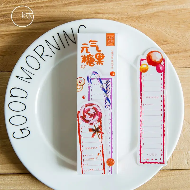 

30 Pcs/Set Cute Colorful Candy Paper Bookmark Cartoon Book Holder Message Card Stationery Christmas Gift