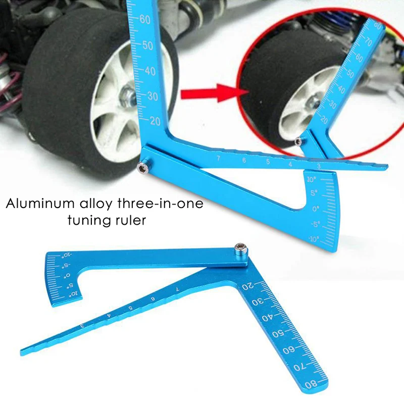 Набор измерительных инструментов 3 в 1 для определения камбера, высоты подвески и колесной базы автомобиля с регулируемой линейкой и возможностью использования для моделей автомобилей на радиоуправлении.