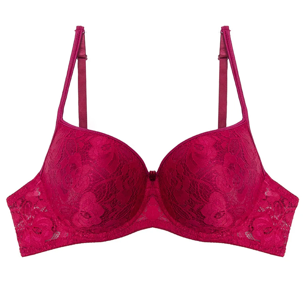 Бюстгальтер пуш ап для женщин сексуальный кружевной Цветочный на косточках