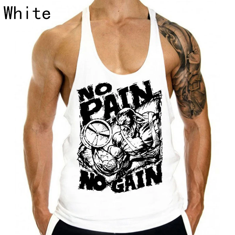 

Printed European American Bodybuilding Training sleeveless Sports Leisure Four Season Vest Loose Fitness Vest
