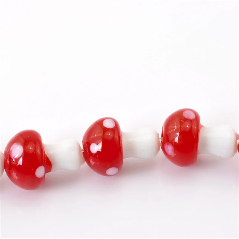 

Doreen Box Glass Loose Beads Red Mushroom Dot Dyed Bead For DIY Jewelry Making Accessories 15x12mm, Hole: 2mm, 2 Strands